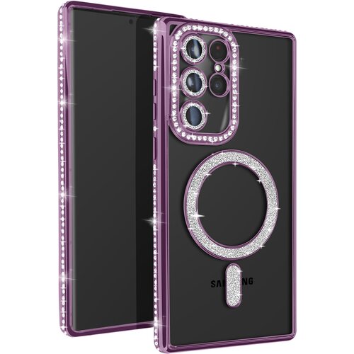 AVIZAR Diamantno ohi&scaron;je za Samsung Galaxy S23 Ultra MagSafe Contour Strass, Vijolična, (5000012637) Cene