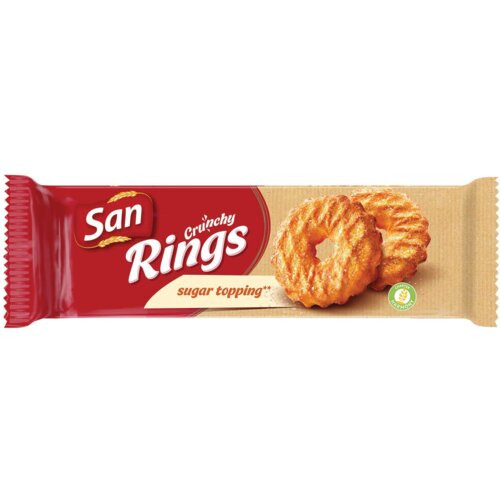 San crunchy rings sugar topping keks 168g Cene