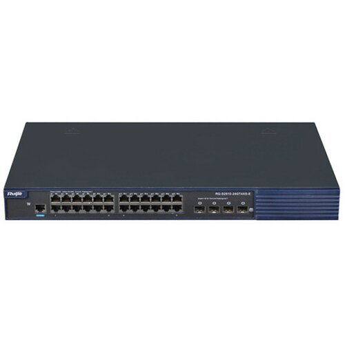 Ruijie RG-S2910-24GT4XS-E L3 svič, 24xGE + 4x10G sfp/sfp+, kapacitet 96Mpps, rip, vrrp i rldp, erps (G.8032), network virtualization (vsu) do 9 članova steka, dynamic network protection (cpp/nfpp), eee 802.3az Slike