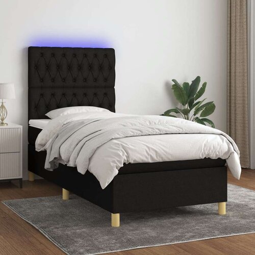  Box spring s madracem LED crni 80 x 200 cm od tkanine Slike