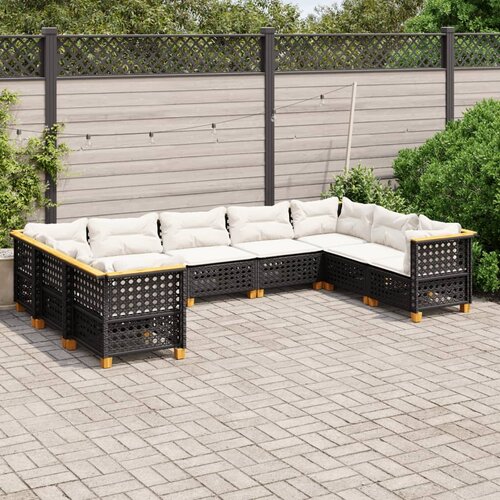 vidaXL 9-dijelni set vrtnih sofa s jastucima crni od poliratana Cijene