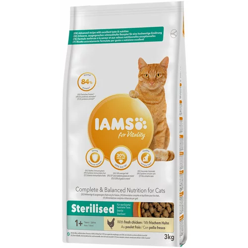 IAMS for Vitality Cat Adult Sterilised s piletinom - 3 kg