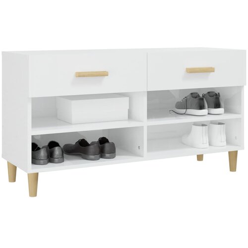  za cipele sjajni bijeli 102x35x55 cm konstruirano drvo Slike