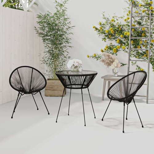  3-dijelni vanjski blagovaonski set od PVC ratana crni Cene