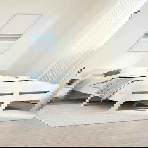 vidaXL Posteljni okvir brez vzmetnice bel 120x190 cm trdna borovina Cene