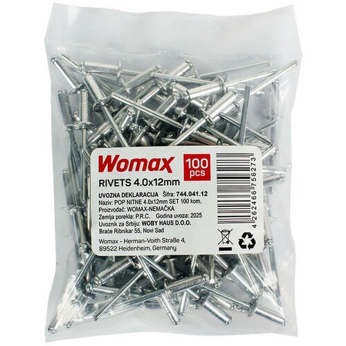 Womax Set pop nitni, 4.8x12 mm, 100 komada Slike