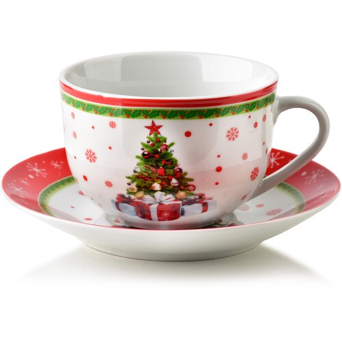 Mondex Skodelica s krožničkom porcelan Santa Lila 9x14x7cm rdeča 1 komplet, (5000349984) Slike