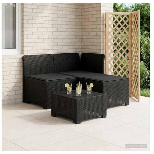 vidaXL Dvosjedni vrtni sofa s jastucima u ratan izgledu 3-sjedalo PP - Antracit Sofa + srednji + kutni s antracit jastučićem Cene