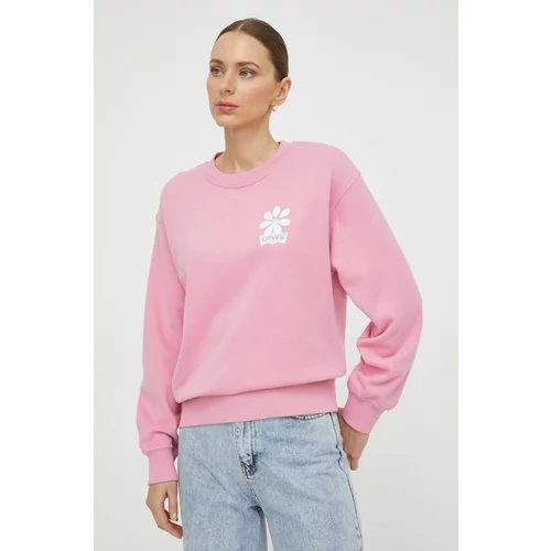 Levi's Bombažen pulover ženska, roza barva