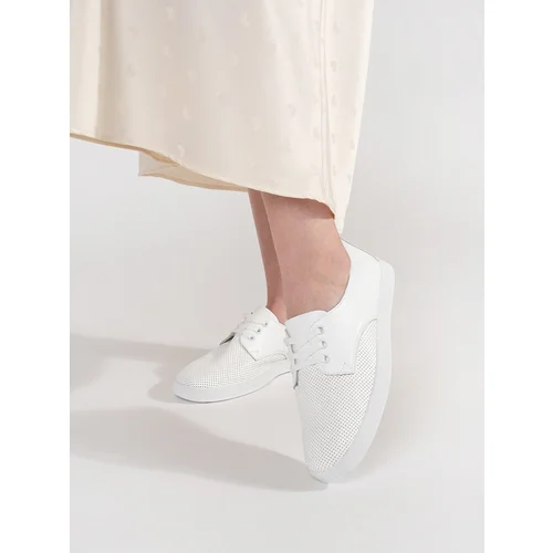 GOODIN White openwork sneakers made of natural leather