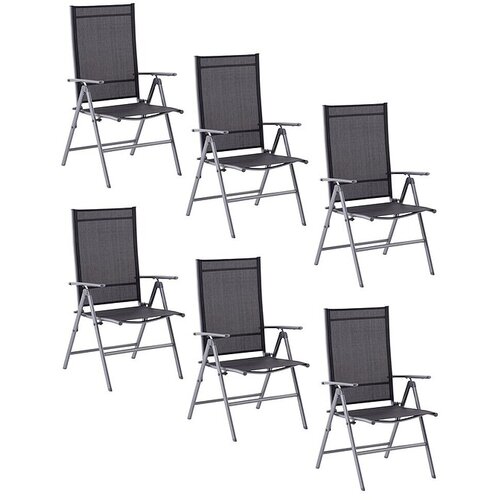  Set vrtnih stolica Amy (6 Kom., S podesivim naslonom za leđa, Crna, srebrna) Slike