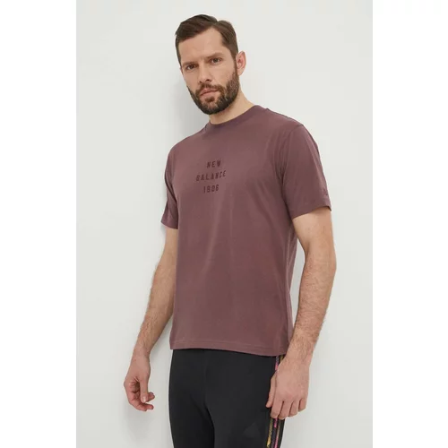 New Balance Bombažna kratka majica moška, vijolična barva, MT41519LIE