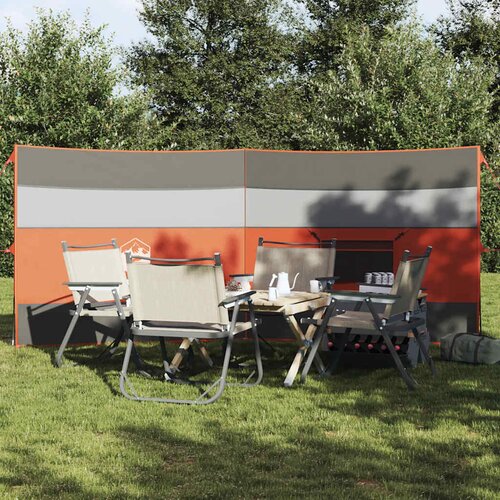 VidaXL Vjetrobran za kampiranje siva/narančasta 340x130 cm vodootporni Slike