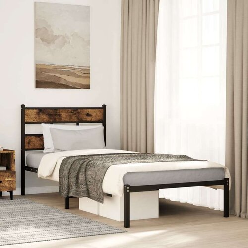 VidaXL Metalni okvir kreveta bez madraca boja hrasta 90x190 cm Slike
