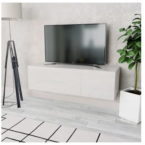  TV omarica iverna plošča 120x40x34 cm visok sijaj bela