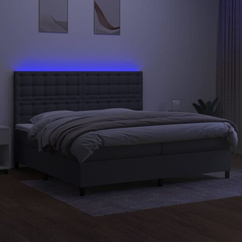  Krevet box spring s madracem LED tamnosivi 200x200 cm tkanina Slike