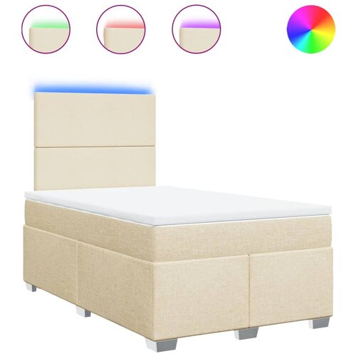 vidaXL Box spring postelja z vzmetnico krem 120x190 cm blago, (21321531) Cene