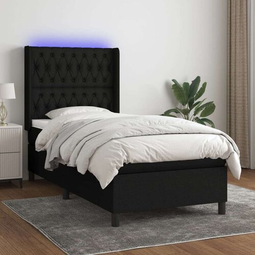  Box spring s madracem LED crni 80 x 200 cm od tkanine Slike