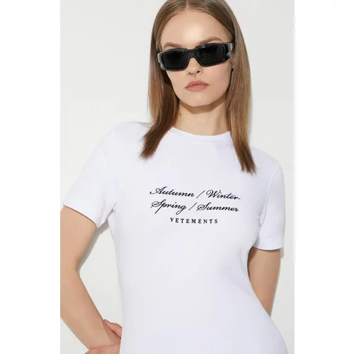 Vetements Majica kratkih rukava 4 Seasons Embroidered Logo Fitted T-Shirt za žene, boja: bijela, WE64TR620W