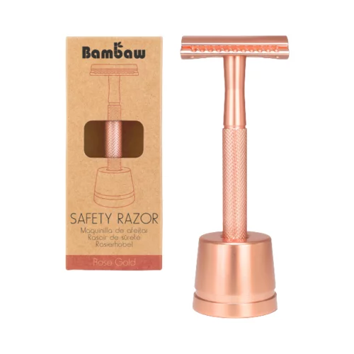 Bambaw sigurnosni brijač sa stalkom za brijanje - Rosé gold