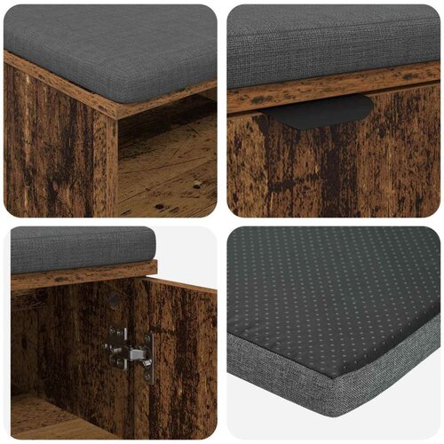  Klupa za hodnik s jastukom Staro drvo 60 x 38 x 46 cm Slike