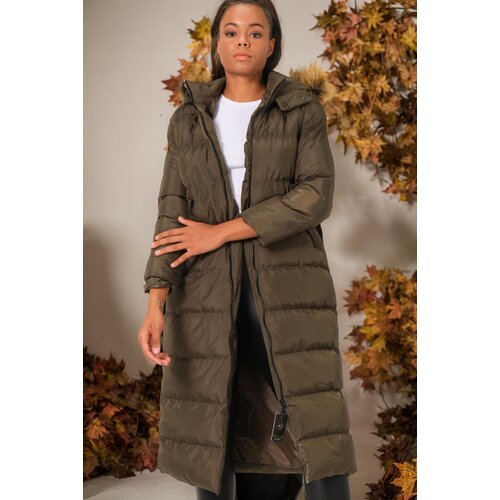 Dewberry Z6753 WOMEN&amp;#039;S COAT-PLAIN KHAKI Slike