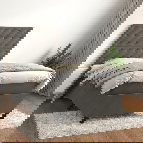 vidaXL Box spring krevet s madracem tamnosivi 90x190 cm baršunasti Cijene