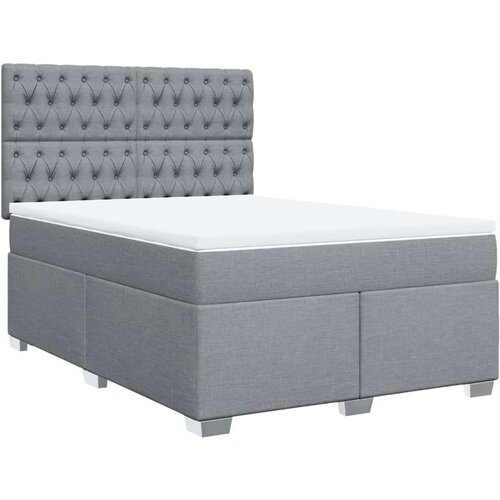 VidaXL Krevet box spring s madracem svjetlosivi 140x200 cm od tkanine Slike