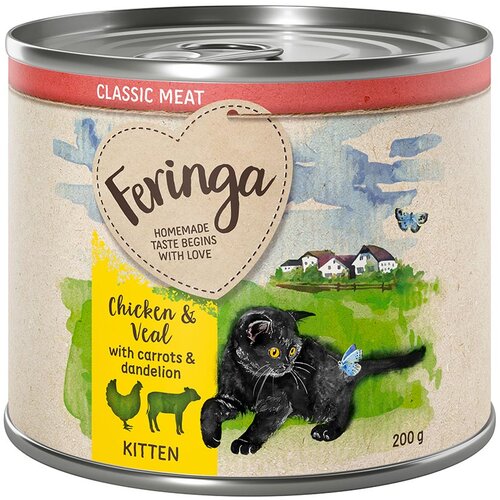 Feringa Classic Meat meni Kitten 6 x 200 g - Pi&amp;scaron;čanec &amp;amp; teletina Slike