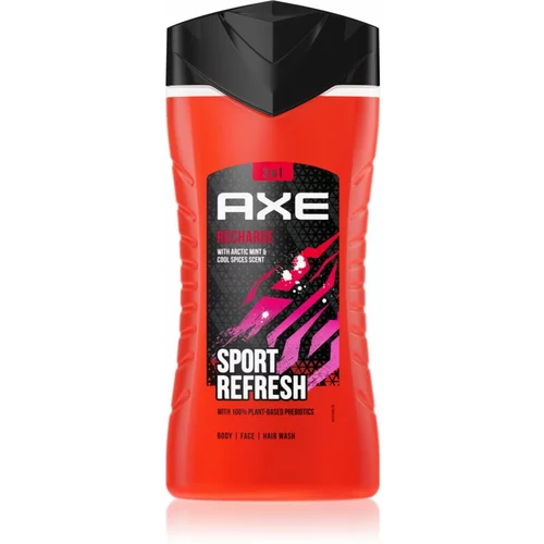 Axe Recharge Arctic Mint & Cool Spices osvežujoč gel za prhanje 3v1 250 ml