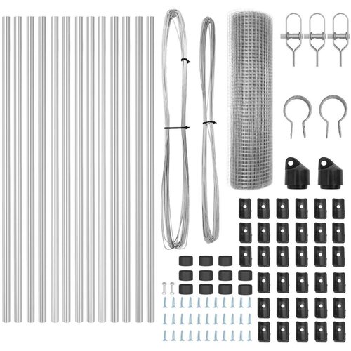 VidaXL Set stupova ograde s panelima Set od 2 Pocinčani čelik 25 x 0.5 m Slike