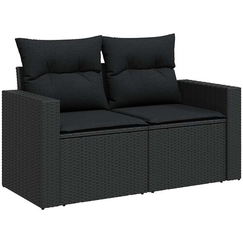  11-dijelni set vrtnih sofa od poliratana s jastucima crni Crna 66 x 62 x 69 cm Slike