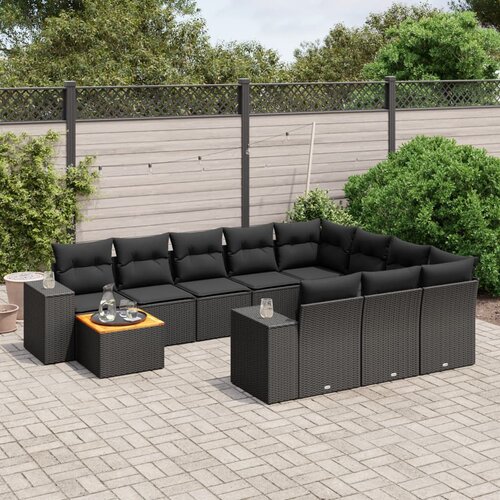  11-dijelni set vrtnih sofa od poliratana s jastucima crni Crna 83 x 62 x 69 cm Cene