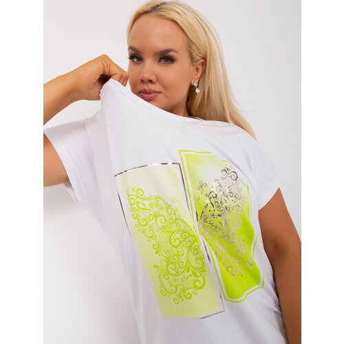 Fashion Hunters Ecru-lime sweatshirt plus sizes with print Slike