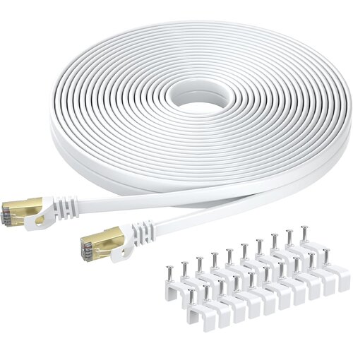 BUSOHE ploščati RJ45 ethernet kabel z pritrdilnimi sponkami – 7 m, 40 gbps / 2000 mhz odprta embalaža Cene