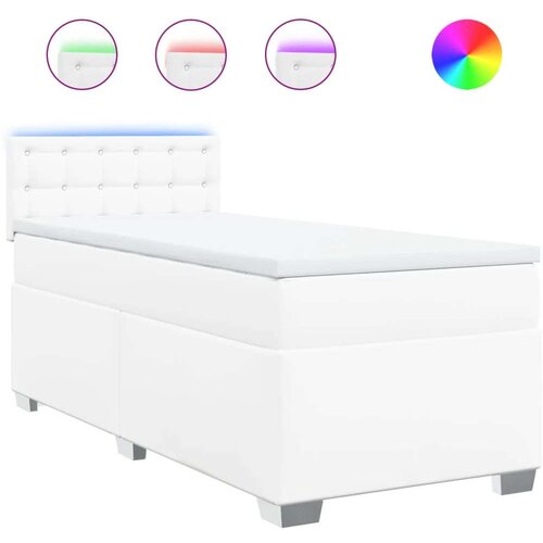 VidaXL Krevet s oprugama i madracem bijeli 100x200 cm od umjetne kože Slike