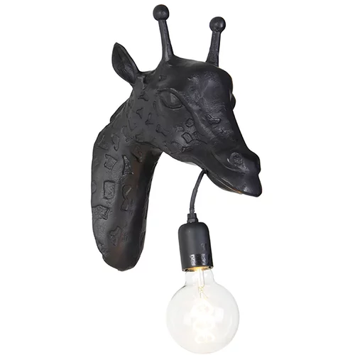 QAZQA Vintage stenska svetilka črna - Žirafa