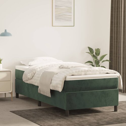 VidaXL Okvir za krevet s oprugama tamnozeleni 90x190 cm bar&amp;scaron;unasti Slike