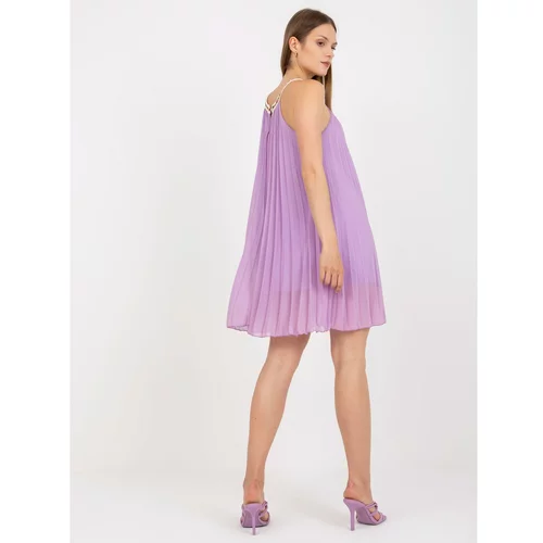 Fashion Hunters Light purple one size pleated dress with a round neckline