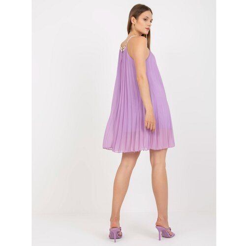 Fashion Hunters Light purple one size pleated dress with a round neckline Cene