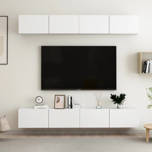 vidaXL TV omarice 4 kosi bele 100x30x30 cm iverna plošča Cene