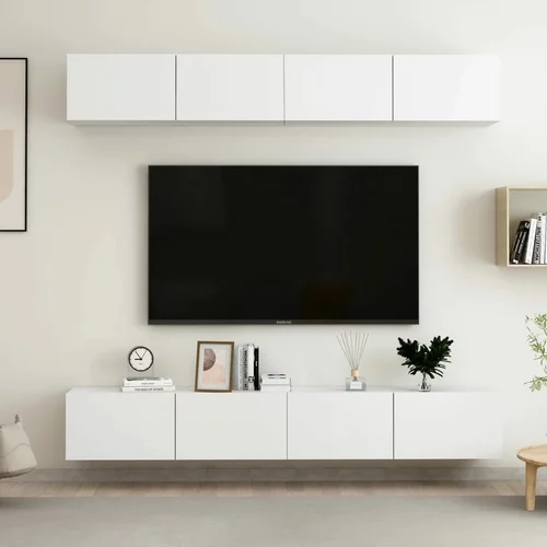 vidaXL TV omarice 4 kosi bele 100x30x30 cm iverna plošča
