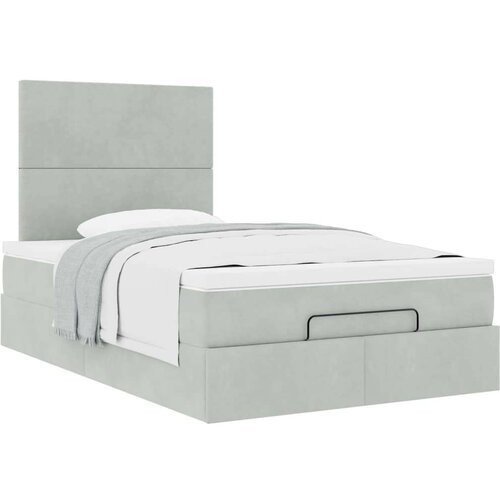 VidaXL okvir za krevet s madracima svjetlosivi 120x190 cm bar&amp;scaron;unasti Slike