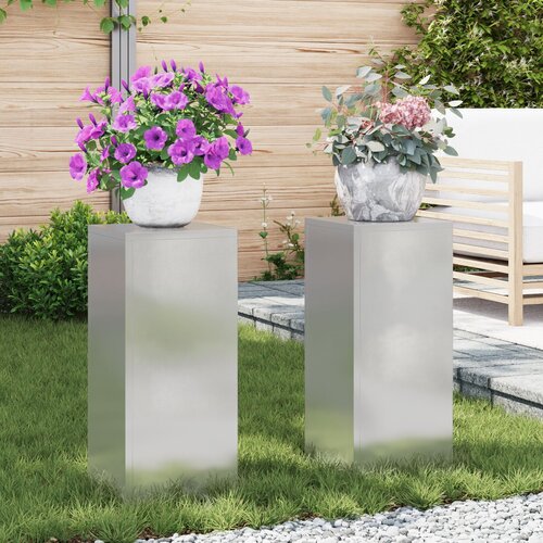 vidaXL Stojala za rastline Set 2 Srebrna Nerjaveče jeklo 24 x 24 x 55 cm Cene