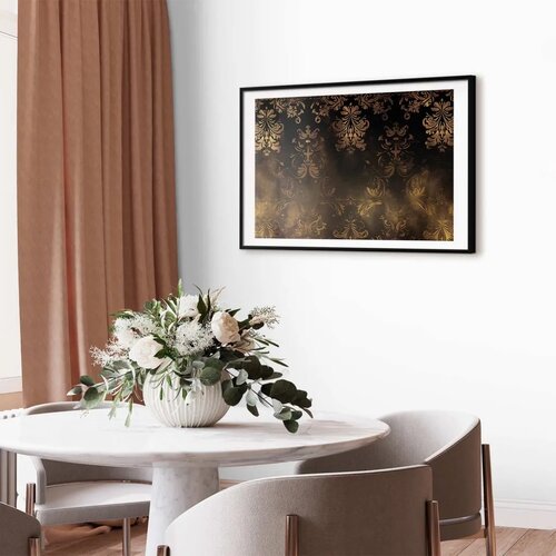  Plakat - Dark Baroque Patterns with Golden Accents 42x29.7 Crni okvir s margom Slike