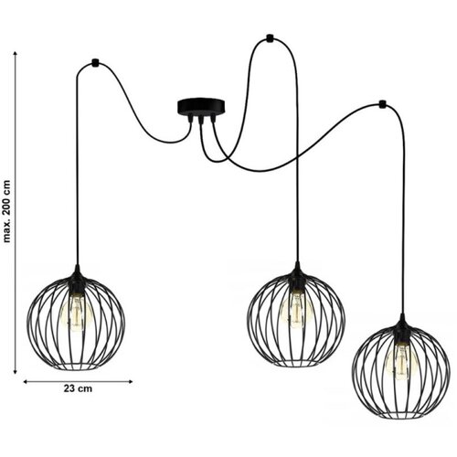  Luster na sajli MATT 3xE27/60W/230V pauk Slike