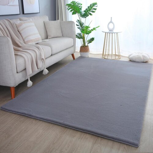 XXXL Preproga Z Visokim Florom Pouffy, Siva, 120x170cm Slike