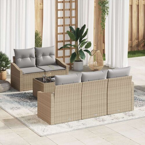  Set vrtnih sofa od 6 dijelova s jastučićima bež poli ratan Cijene