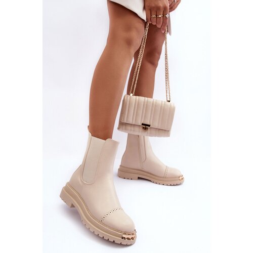 FG2 Women's Leather Ankle Boots Beige Nialee Cene
