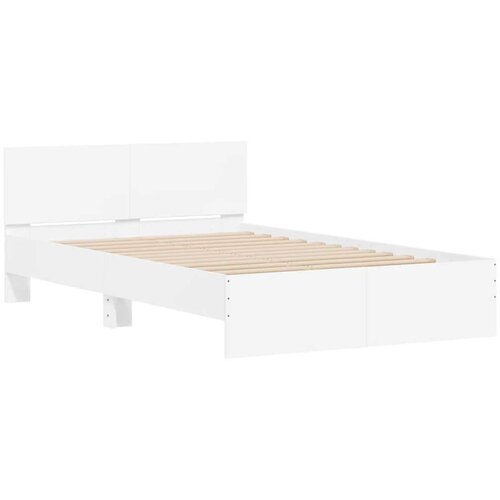  posteljni okvir z vzglavjem, inženirski les, bela, 120&amp;times;190 cm Slike